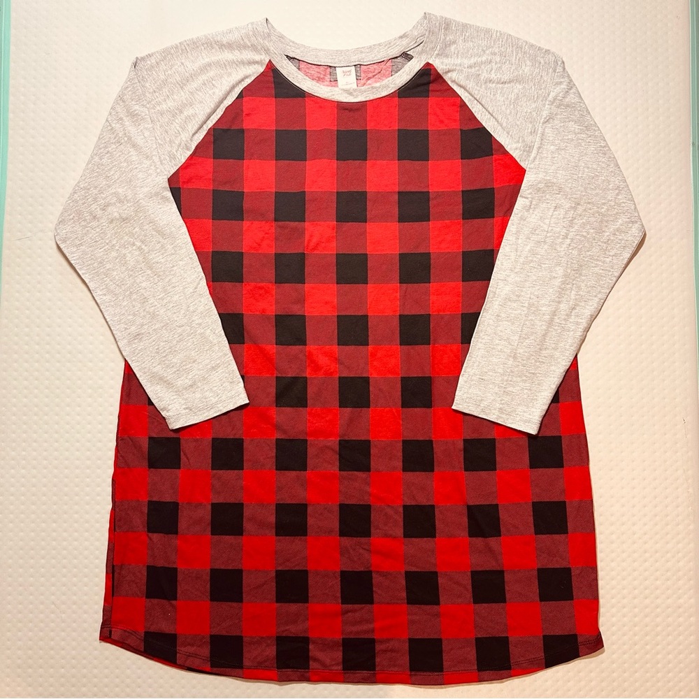 Checkered nightgown red black buffalo pattern north pole trading company XL‎